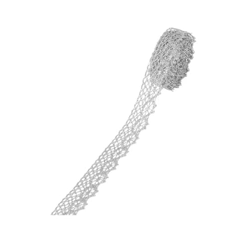 5/10 Yard Gold Silber Spitzennetzbesatz Band Kurve Spitzenstoff Nähen Geflochtene Spitze Hochzeit DIY Kleidung Bastelzubehör(B13,5 Yard) von Generisch