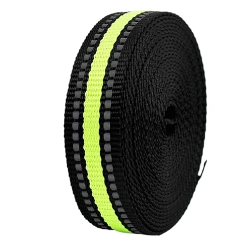 5/10 meter Reflektierende Nylon Gurtband Band 15 20 25mm Breite Hund Kragen Sitz Gürtel Sling ID Halter Handwerk Band(Black-Yellow,25mm-10Meters) von Generisch