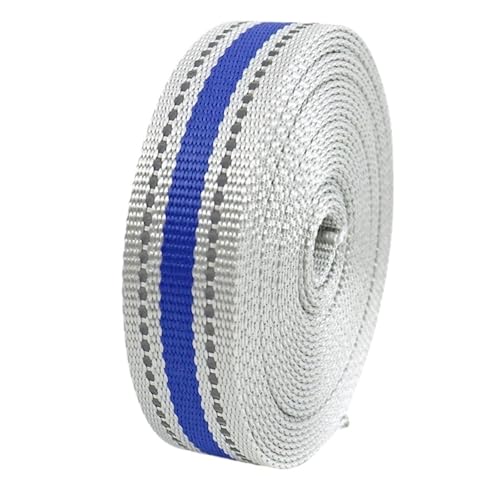 5/10 meter Reflektierende Nylon Gurtband Band 15 20 25mm Breite Hund Kragen Sitz Gürtel Sling ID Halter Handwerk Band(White-Blue,20mm-10Meters) von Generisch