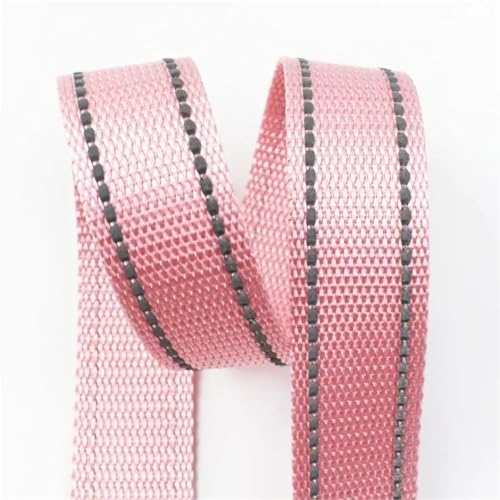 5/10M Reflektierende Polyester Gurtband 25mm Breite Strap Band Rucksack Gürtel Haustier Kragen DIY Nähen Material(Pink,10Meters) von Generisch