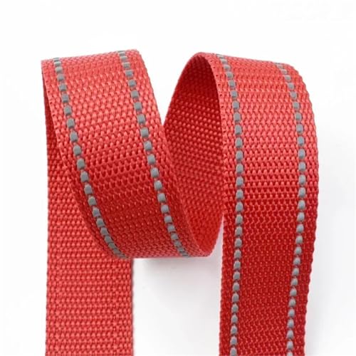 5/10M Reflektierende Polyester Gurtband 25mm Breite Strap Band Rucksack Gürtel Haustier Kragen DIY Nähen Material(Red,5Meters) von Generisch