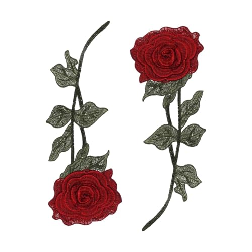 5 / 10 / 20 Stück bestickte rote Rose Blume Aufnäher Applikation DIY Kleidung Zubehör (STYLE5) von Generisch