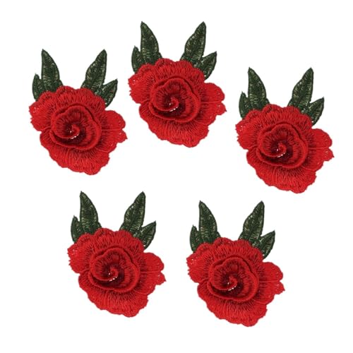 5 / 10 / 20 Stück rote Rose Blume bestickte Aufnäher Applikation DIY Kleidung Zubehör (STYLE3) von Generisch