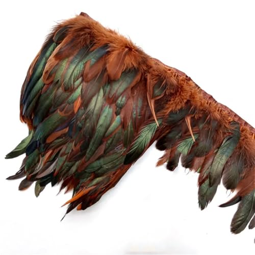 5–10 Meter natürliche Hühner-Hahnschwanz-Federn, Besätze, Fransen, Hochzeit, Party, Kleid, Dekoration, Zubehör, 13–18 cm, braune Federn, 10 m 5–10 Meter natürliche Hühner-Hahnschwanz-Federn, Besätze, Fransen, Hochzeit, Party, Kleid, Dekoration, Zubehör, 13–18 cm, braune Federn, 10 m von Generisch
