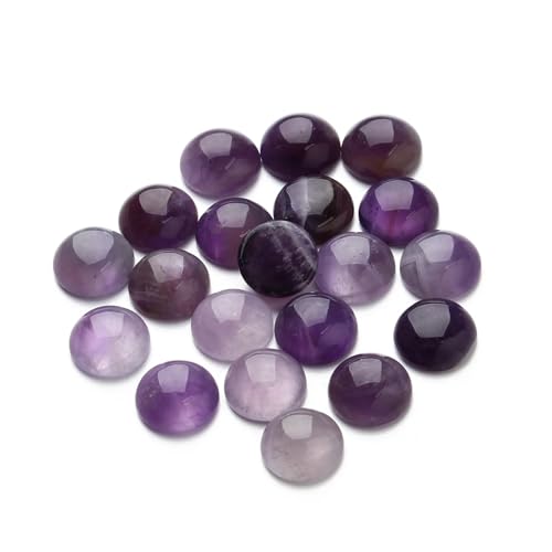 5–10 Stück Natursteinperlen, runde, flache Basis, Cabochon, lose Perlen for die Herstellung von DIY-Schmuck, Basteln, Ornament, handgefertigtes Zubehör(Amethyst,8mm 10Pcs) von Generisch