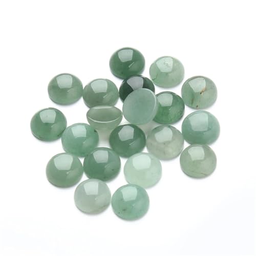 5–10 Stück Natursteinperlen, runde, flache Basis, Cabochon, lose Perlen for die Herstellung von DIY-Schmuck, Basteln, Ornament, handgefertigtes Zubehör(Green Aventurine,6mm 10Pcs) von Generisch