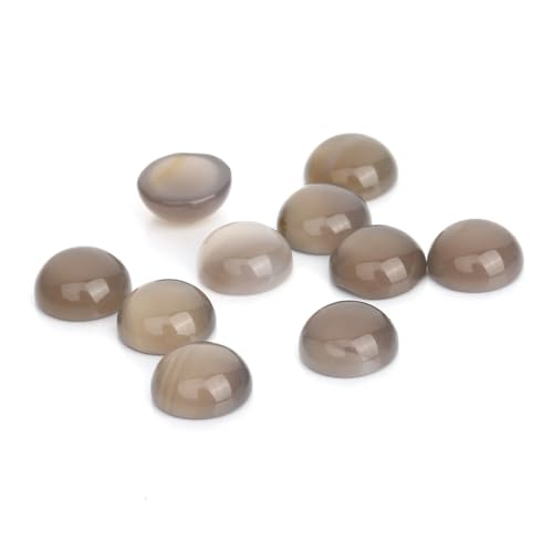 5–10 Stück Natursteinperlen, runde, flache Basis, Cabochon, lose Perlen for die Herstellung von DIY-Schmuck, Basteln, Ornament, handgefertigtes Zubehör(Grey Agate,20mm 5Pcs) von Generisch