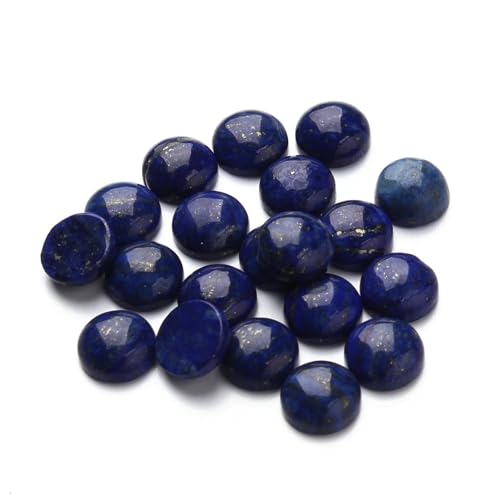 5–10 Stück Natursteinperlen, runde, flache Basis, Cabochon, lose Perlen for die Herstellung von DIY-Schmuck, Basteln, Ornament, handgefertigtes Zubehör(Lazurite,12mm 10Pcs) von Generisch