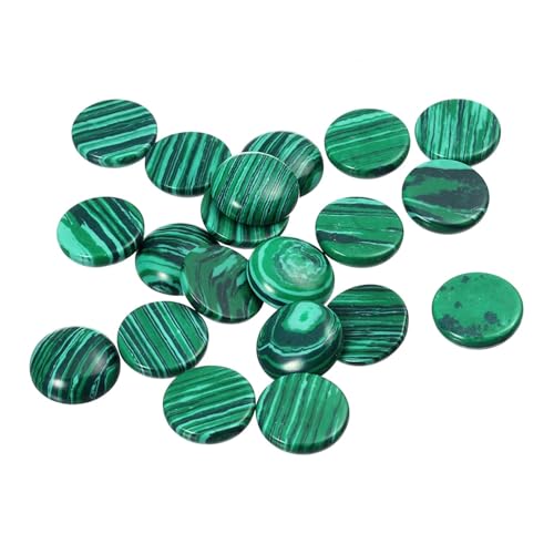 5–10 Stück Natursteinperlen, runde, flache Basis, Cabochon, lose Perlen for die Herstellung von DIY-Schmuck, Basteln, Ornament, handgefertigtes Zubehör(Malachite,6mm 10Pcs) von Generisch