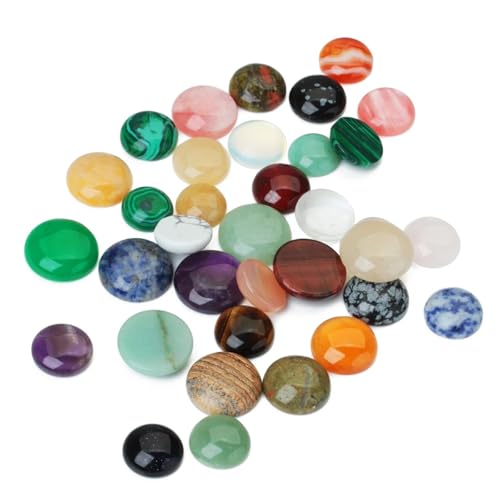 5–10 Stück Natursteinperlen, runde, flache Basis, Cabochon, lose Perlen for die Herstellung von DIY-Schmuck, Basteln, Ornament, handgefertigtes Zubehör(Mix Random,4mm 10Pcs) von Generisch
