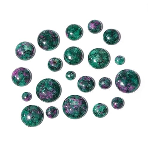 5–10 Stück Natursteinperlen, runde, flache Basis, Cabochon, lose Perlen for die Herstellung von DIY-Schmuck, Basteln, Ornament, handgefertigtes Zubehör(Red Green Cabochon,4mm 10Pcs) von Generisch