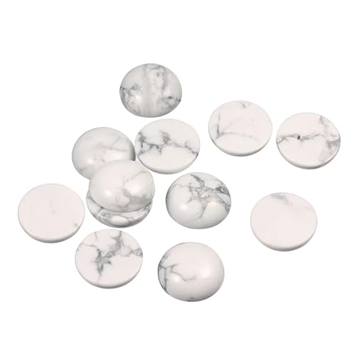 5–10 Stück Natursteinperlen, runde, flache Basis, Cabochon, lose Perlen for die Herstellung von DIY-Schmuck, Basteln, Ornament, handgefertigtes Zubehör(White Turquoise,18mm 10Pcs) von Generisch