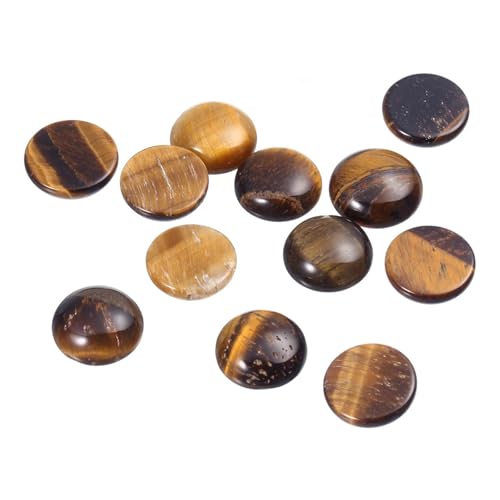 5–10 Stück Natursteinperlen, runde, flache Basis, Cabochon, lose Perlen for die Herstellung von DIY-Schmuck, Basteln, Ornament, handgefertigtes Zubehör(Yellow Tiger Eye,18mm 10Pcs) von Generisch