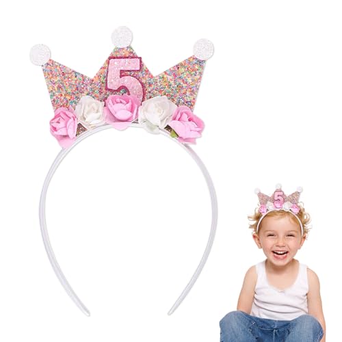 Geburtstagskrone 5 Jahre Mädchen – Glitzer Krone Kinder Geburtstag Stirnband mit Blumen Rosa Krönchen Geschenk Mädchen 5 Jahre Prinzessin Geburtstag Deko Partyhut Geburtstagskrone 5 Jahre Mädchen – Glitzer Krone Kinder Geburtstag Stirnband mit Blumen Rosa Krönchen Geschenk Mädchen 5 Jahre Prinzessin Geburtstag Deko Partyhut von Generisch