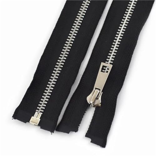 5# Metallreißverschluss für Jacken 40/50/60/70/80cm Einzeln offen Silberzähne Reißverschluss Kleidung Nähverschlüsse Reißverschlüsse Reparatursets(Black,80CM_NO5-10PCS) von Generisch