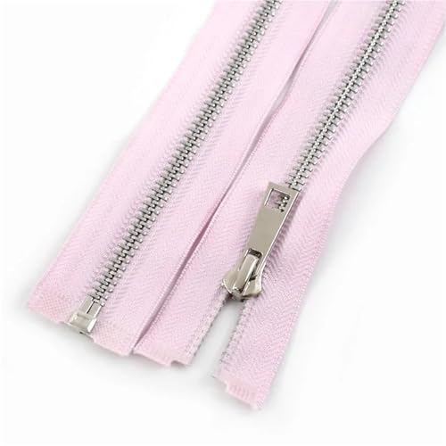 5# Metallreißverschluss für Jacken 40/50/60/70/80cm Einzeln offen Silberzähne Reißverschluss Kleidung Nähverschlüsse Reißverschlüsse Reparatursets(Pink,40CM_NO5-10PCS) von Generisch