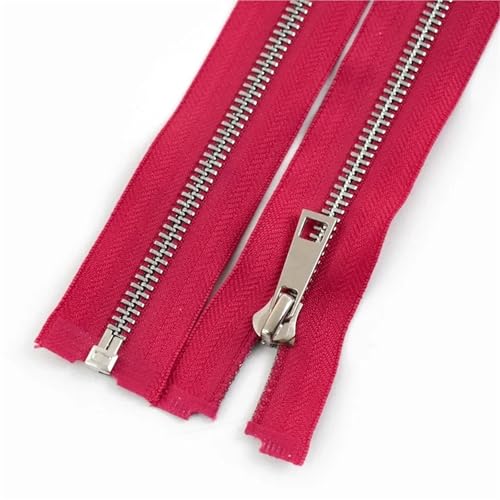 5# Metallreißverschluss für Jacken 40/50/60/70/80cm Einzeln offen Silberzähne Reißverschluss Kleidung Nähverschlüsse Reißverschlüsse Reparatursets(RoseRed,50CM_NO5-10PCS) von Generisch