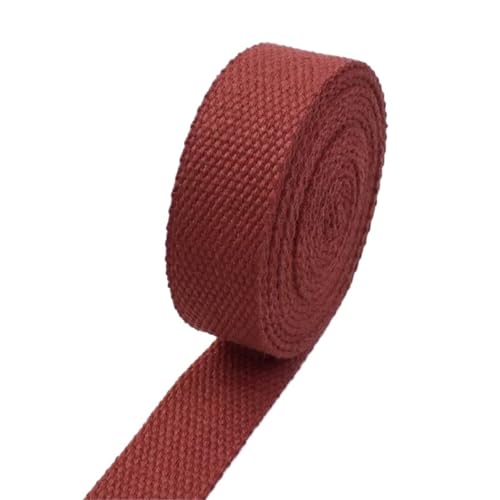 5 Meter Baumwollgurtband 20–50 mm Breite Canvas Hosenträgerband Dekorative Nähzubehör Bastelband Material(15JujubeRed,25mm) von Generisch