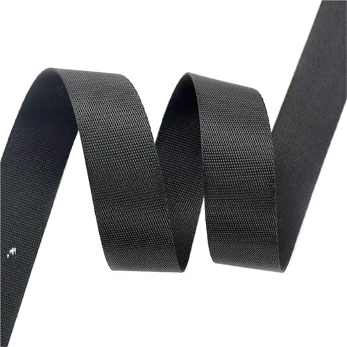 5 Meter Nylon-Gurtband, 20–50 mm Breite, Nähbandmaterial für Taschengriffe, Bandbesatz, Hundehalsbänder, Gürtelherstellung(Black,25mm) von Generisch