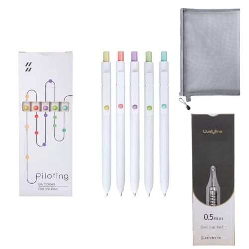 5 PCS Gel Ink Pens,0.7mm Medium Tip Black Ink Roller Ball Pen with Storage Bag Pen Lead,Smooth Writing Quick Drying Pens for Note Taking,Office,Day Supplies 5 PCS Gel Ink Pens,0.7mm Medium Tip Black Ink Roller Ball Pen with Storage Bag Pen Lead,Smooth Writing Quick Drying Pens for Note Taking,Office,Day Supplies von Generisch