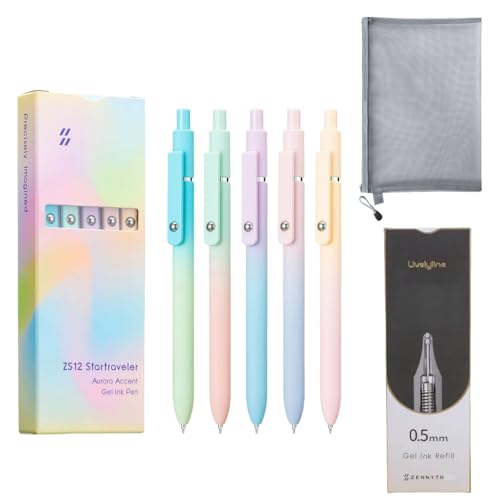 5 PCS Gel Ink Pens,0.7mm Medium Tip Black Ink Roller Ball Pen with Storage Bag Pen Lead,Smooth Writing Quick Drying Pens for Note Taking,Office,Day Supplies von Generisch