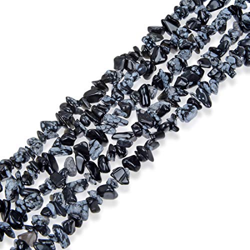 5 Stränge natürlicher Schneeflocken-Obsidian-Edelstein, lose Perlen, gebohrtes Loch, freie Form, 5 mm - 8 mm, Edelstein-Abstandshalter (403,6 cm) für Bastel- und Schmuckherstellung, GZ1-20 oz12/8,19 von Generisch