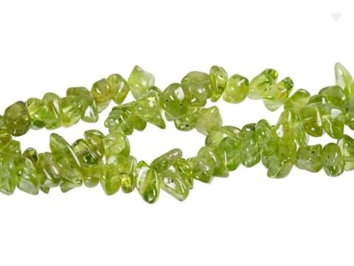5 Stränge natürlicher grüner Peridot, Edelsteinsplitter, lose Perlen, gebohrt, freie Form, 5 mm - 8 mm, Edelstein-Abstandshalter (403,6 cm) für Bastelarbeiten, Schmuckherstellung, GZ1 - 43 ml von Generisch