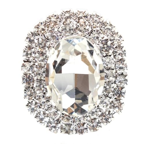 5 Stück 29 x 24 mm ovale flache Unterseite Legierung Edelstein Wasser Diamant Schnalle Druckknöpfe für handgenähte Kleidung Schmuck Zubehör Handwerk von Generisch