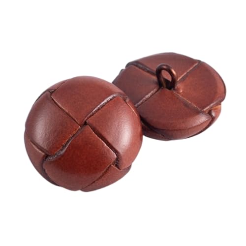 5 Stück Lederknöpfe, handgefertigt, 15/18/21/23/25mm, Mehrere Farben Lederbezogene Knöpfe für Anzug, Kleid, Nähzubehör für Mäntel und Jacken (Braun, 21mm) von Generisch