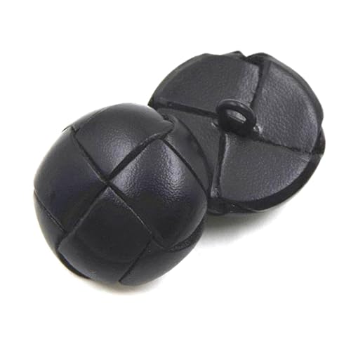 5 Stück Lederknöpfe, handgefertigt, 15/18/21/23/25mm, Mehrere Farben Lederbezogene Knöpfe für Anzug, Kleid, Nähzubehör für Mäntel und Jacken (Schwarz, 21mm) von Generisch