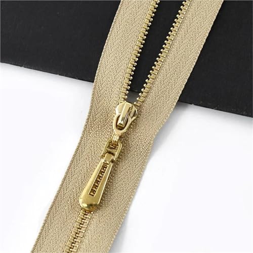 5 Stück 3# Metallreißverschluss 15–30 cm geschlossenes Ende Ersatzreißverschlüsse für Jacken, Kleidung, Taschen, Nähen, Bastelzubehör(Khaki+Gold,CloseEnd-15cm) von Generisch