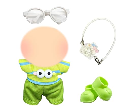 5 Stück Puppenkleidung für 17 cm große Plüschpuppen, niedliches grünes Puppenzubehör inklusive Hemd, Hose, Schuhe, Kamera-Brille, stilvolles Puppen-Outfit-Zubehör-Set für beste Geschenke, Geburtstag 5 Stück Puppenkleidung für 17 cm große Plüschpuppen, niedliches grünes Puppenzubehör inklusive Hemd, Hose, Schuhe, Kamera-Brille, stilvolles Puppen-Outfit-Zubehör-Set für beste Geschenke, Geburtstag von Generisch
