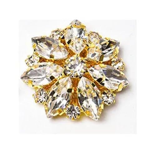 5 Stück exquisite modische Strass-Knöpfe mit flacher Rückseite, Kristallglas-Knöpfe zum Nähen, Pullover, Dekoration, Bekleidungszubehör von Generisch