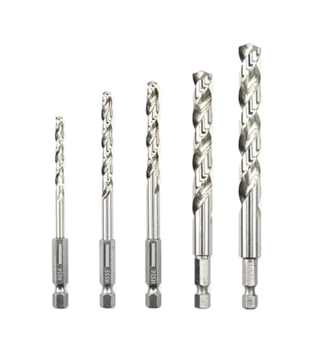 5 Stücke HSS Schnellarbeitsstahl Spiralbohrer 1/4 Sechskantschaft Ersatz Sechskantgriff Stahl Elektrowerkzeug 3/4/5/6/8/10mm(5pcs 6mm) von Generisch