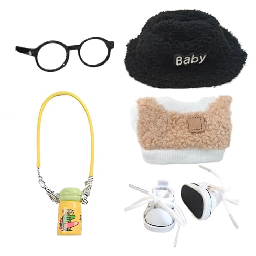 5-Teiliges Puppenkleidung Set für 17cm Puppen Outfit mit Kleidung, Herzförmigem Samthut, Wasserflasche, Brille & Canvas Schuhen Zubehörset für Rollenspiel & Geschenkideen Ohne Puppe 5-Teiliges Puppenkleidung Set für 17cm Puppen Outfit mit Kleidung, Herzförmigem Samthut, Wasserflasche, Brille & Canvas Schuhen Zubehörset für Rollenspiel & Geschenkideen Ohne Puppe von Generisch