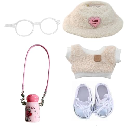 5-Teiliges Puppenkleidung Set für 17cm Puppen Outfit mit Kleidung, Herzförmigem Samthut, Wasserflasche, Brille & Canvas Schuhen Zubehörset für Rollenspiel & Geschenkideen Ohne Puppe 5-Teiliges Puppenkleidung Set für 17cm Puppen Outfit mit Kleidung, Herzförmigem Samthut, Wasserflasche, Brille & Canvas Schuhen Zubehörset für Rollenspiel & Geschenkideen Ohne Puppe von Generisch