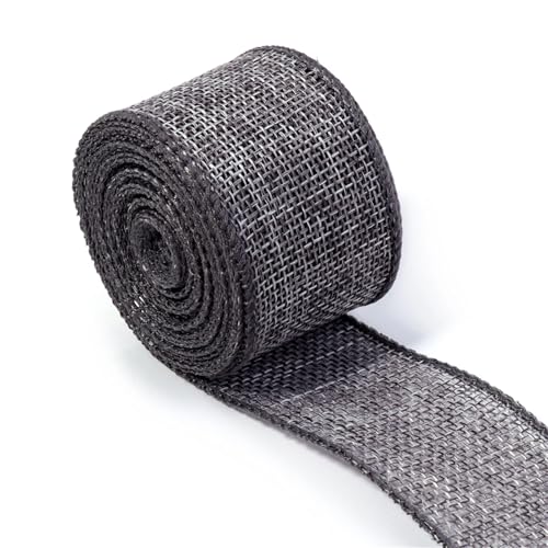 5 Yard Rolle Farbe Leinenband Sackleinen Draht Rand Gurtband for Weihnachten Handwerk DIY Hochzeit Party Dekoration Jute Verpackung liefert(Gray) von Generisch