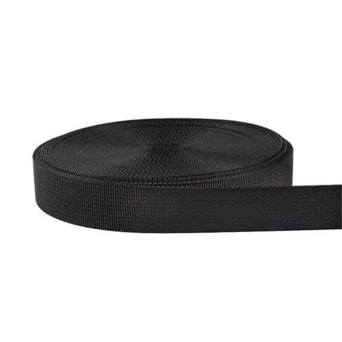 5 m langes, dekoratives Nylon-Jacquard-Gurtband, 20–50 mm, für Nähen von Schultertaschengurten, Kleidergürteln, Schrägband, Bastelzubehör(Black,38mm) von Generisch