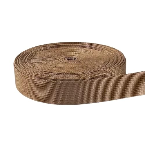 5 m langes, dekoratives Nylon-Jacquard-Gurtband, 20–50 mm, für Nähen von Schultertaschengurten, Kleidergürteln, Schrägband, Bastelzubehör(Champagne,25mm) von Generisch