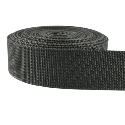 5 m langes, dekoratives Nylon-Jacquard-Gurtband, 20–50 mm, für Nähen von Schultertaschengurten, Kleidergürteln, Schrägband, Bastelzubehör(Dark Gray,20mm) von Generisch
