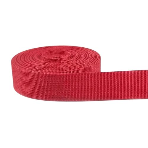 5 m langes, dekoratives Nylon-Jacquard-Gurtband, 20–50 mm, für Nähen von Schultertaschengurten, Kleidergürteln, Schrägband, Bastelzubehör(Red,25mm) von Generisch