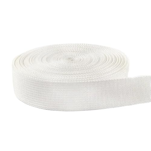 5 m langes, dekoratives Nylon-Jacquard-Gurtband, 20–50 mm, für Nähen von Schultertaschengurten, Kleidergürteln, Schrägband, Bastelzubehör(White,50mm) von Generisch