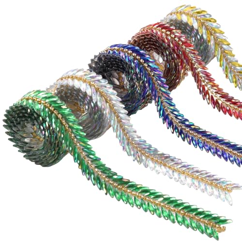 5 selbstklebende Strass-Streifen, je 91 cm, buntes Harz für Bastelarbeiten, funkelnde Dekoration von Generisch