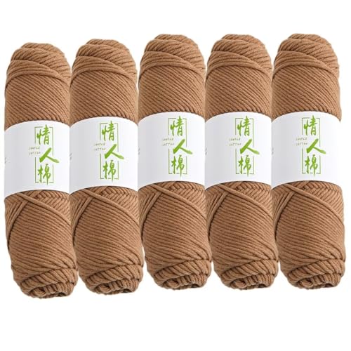 5 x 100 g Knäuel mit verschiedenen Tufting-Garnen, farbiges Milch-Baumwollgarn, 8-fädiges Strickgarn für Tuftingpistole und Stanznadel, 3 mm Häkelnadel-Garn für Teppich/Pullover/Schal von Generisch