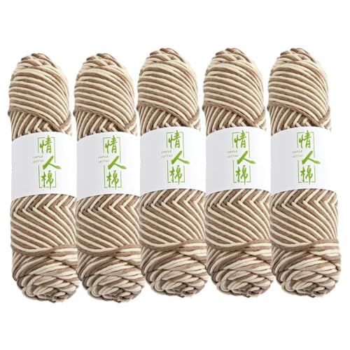 5 x 100 g Knäuel mit verschiedenen Tufting-Garnen, farbiges Milch-Baumwollgarn, 8-fädiges Strickgarn für Tuftingpistole und Stanznadel, 3 mm Häkelnadel-Garn für Teppich/Pullover/Schal von Generisch