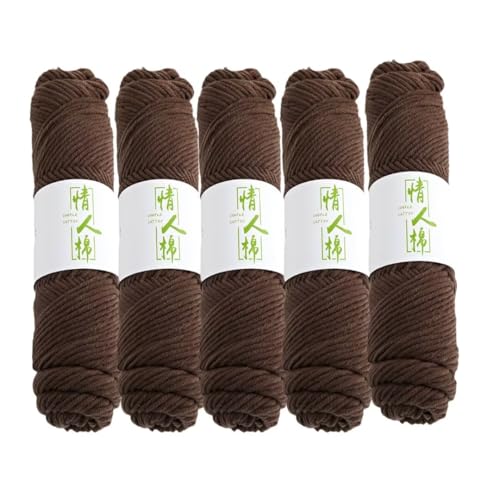 5 x 100 g Knäuel mit verschiedenen Tufting-Garnen, farbiges Milch-Baumwollgarn, 8-fädiges Strickgarn für Tuftingpistole und Stanznadel, 3 mm Häkelnadel-Garn für Teppich/Pullover/Schal von Generisch