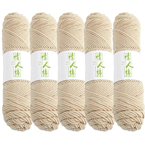 5 x 100 g Knäuel mit verschiedenen Tufting-Garnen, farbiges Milch-Baumwollgarn, 8-fädiges Strickgarn für Tuftingpistole und Stanznadel, 3 mm Häkelnadel-Garn für Teppich/Pullover/Schal von Generisch