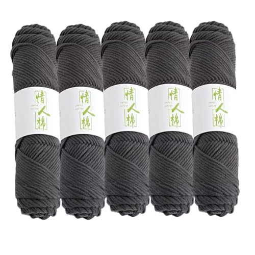 5 x 100 g Knäuel mit verschiedenen Tufting-Garnen, farbiges Milch-Baumwollgarn, 8-fädiges Strickgarn für Tuftingpistole und Stanznadel, 3 mm Häkelnadel-Garn für Teppich/Pullover/Schal von Generisch