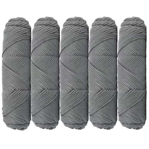 5 x 100 g Knäuel mit verschiedenen Tufting-Garnen, farbiges Milch-Baumwollgarn, 8-fädiges Strickgarn für Tuftingpistole und Stanznadel, 3 mm Häkelnadel-Garn für Teppich/Pullover/Schal von Generisch