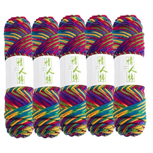 5 x 100 g Knäuel mit verschiedenen Tufting-Garnen, farbiges Milch-Baumwollgarn, 8-fädiges Strickgarn für Tuftingpistole und Stanznadel, 3 mm Häkelnadel-Garn für Teppich/Pullover/Schal von Generisch